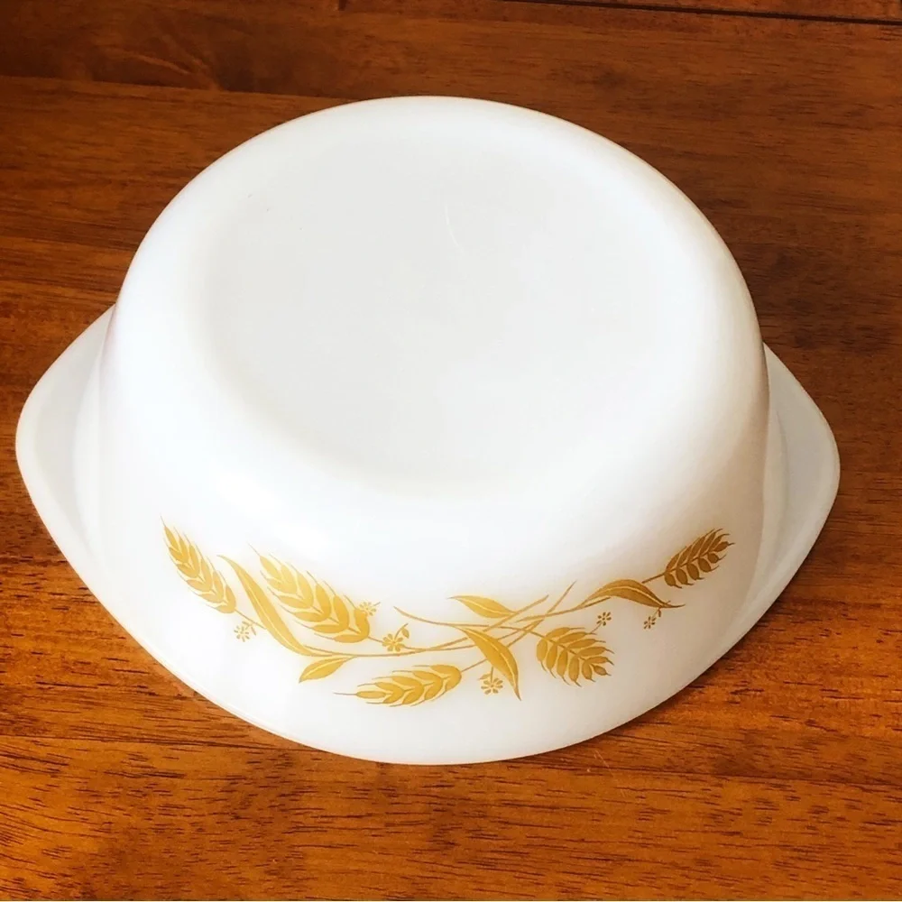 Sears 2 Quart Ovenware White Milk Glass Gold Wheat J-514 VTG 8” Oval Dish NO LID